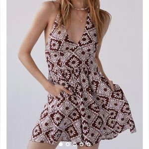 Urban Outfitters Printed Halter Mini Dress